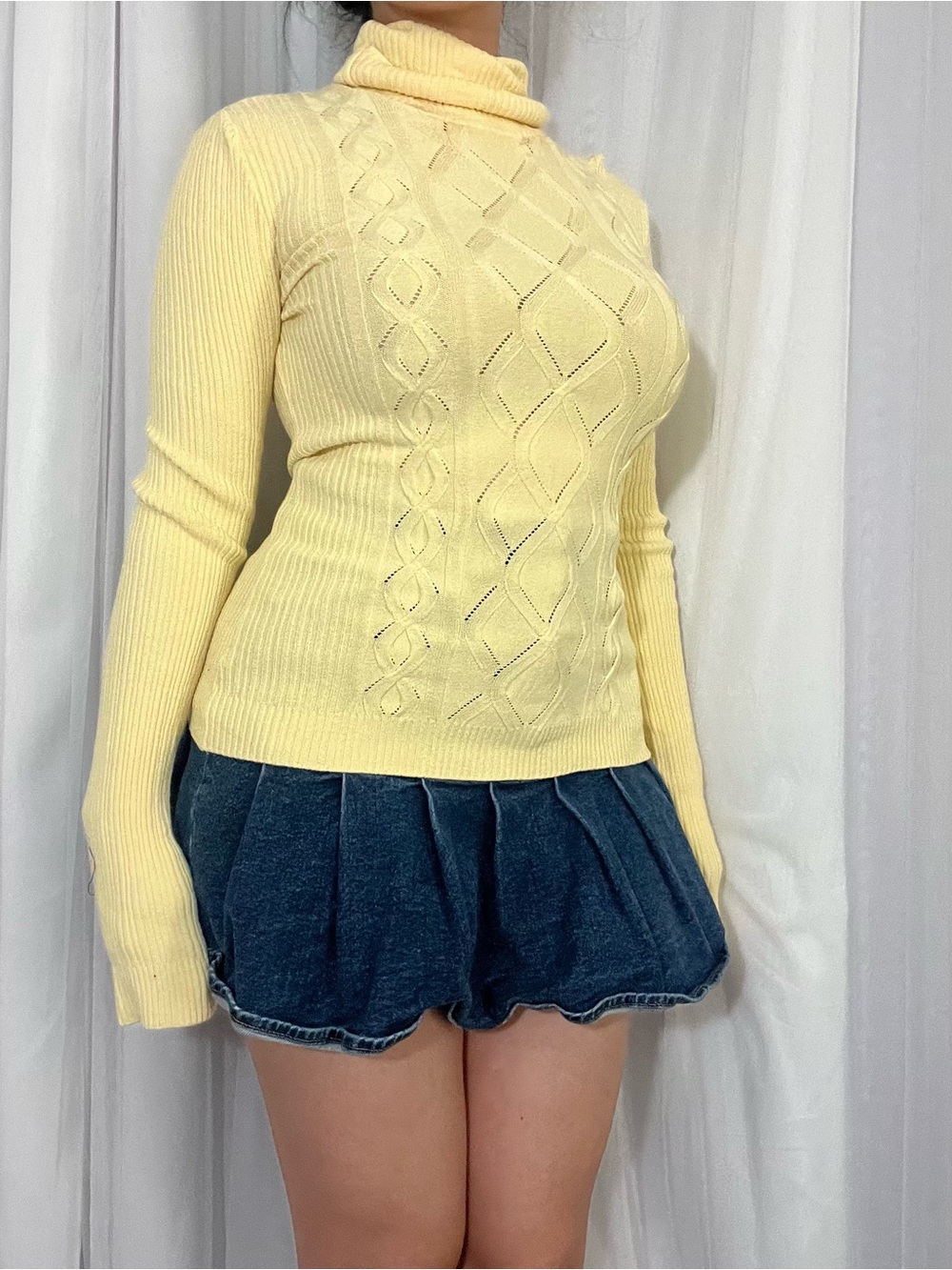 Vintage bebe Créme Brulee Pointelle Turtleneck Sweater - Picture 3 of 8